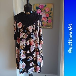 Soulmates Floral and Lace Velvet Mini Dress Tunic